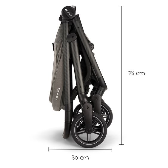 Nuna 2in1 Kombi-Kinderwagen-Set SWIV bis 22 kg mit Babywanne, Adapter, Transporttasche, Getränkehalter, Regenschutz & Spieltier - Thunder