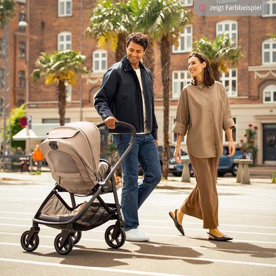 Nuna 2in1 Kombi-Kinderwagen-Set SWIV bis 22 kg mit Babywanne, Adapter, Transporttasche, Getränkehalter, Regenschutz & Spieltier - Thunder