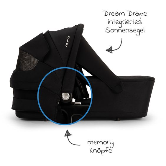 Nuna 2in1 Kombi-Kinderwagen-Set Triv Lx All-in-One-Set bis 22 kg mit Baybwanne, Teleskopschieber, Regenschutz, Adapter, Fußsack & Handschuhe - Caviar