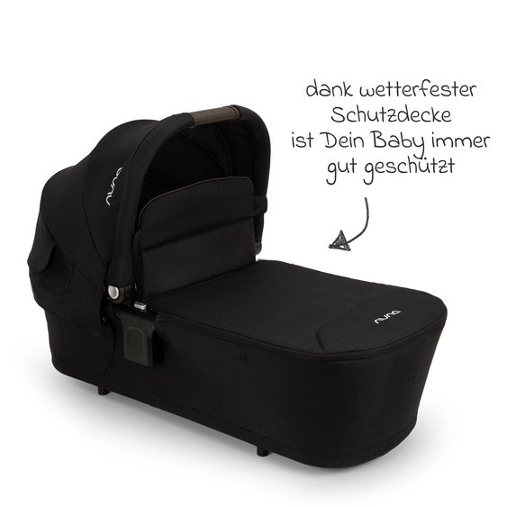 Nuna 2in1 Kombi-Kinderwagen-Set Triv Lx All-in-One-Set bis 22 kg mit Baybwanne, Teleskopschieber, Regenschutz, Adapter, Fußsack & Handschuhe - Caviar