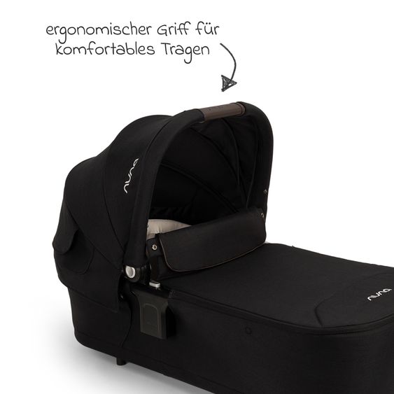 Nuna 2in1 Kombi-Kinderwagen-Set Triv Lx All-in-One-Set bis 22 kg mit Baybwanne, Teleskopschieber, Regenschutz, Adapter, Fußsack & Handschuhe - Caviar