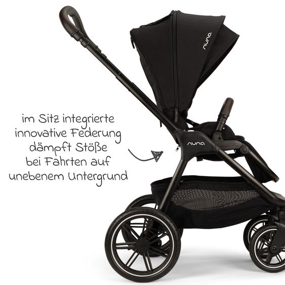 Nuna 2in1 Kombi-Kinderwagen-Set Triv Lx All-in-One-Set bis 22 kg mit Baybwanne, Teleskopschieber, Regenschutz, Adapter, Fußsack & Handschuhe - Caviar