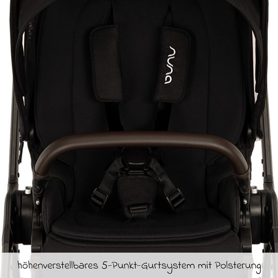 Nuna 2in1 Kombi-Kinderwagen-Set Triv Lx All-in-One-Set bis 22 kg mit Baybwanne, Teleskopschieber, Regenschutz, Adapter, Fußsack & Handschuhe - Caviar