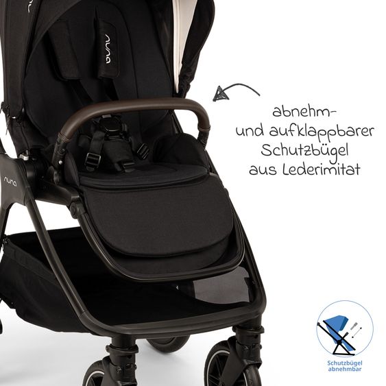 Nuna 2in1 Kombi-Kinderwagen-Set Triv Lx All-in-One-Set bis 22 kg mit Baybwanne, Teleskopschieber, Regenschutz, Adapter, Fußsack & Handschuhe - Caviar