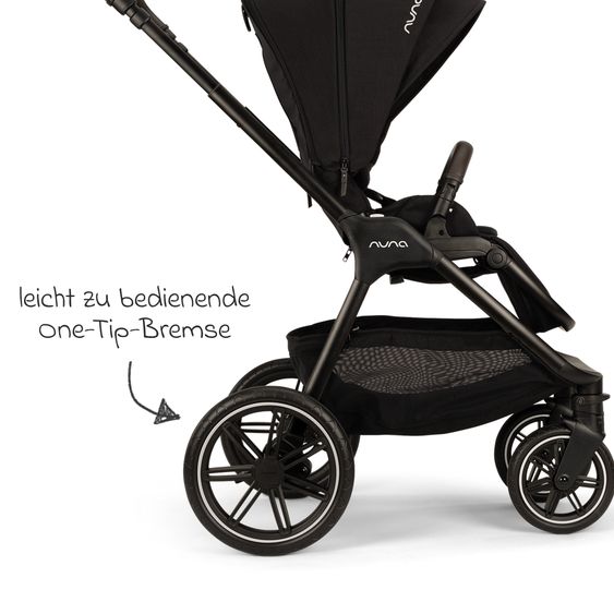 Nuna 2in1 Kombi-Kinderwagen-Set Triv Lx All-in-One-Set bis 22 kg mit Baybwanne, Teleskopschieber, Regenschutz, Adapter, Fußsack & Handschuhe - Caviar