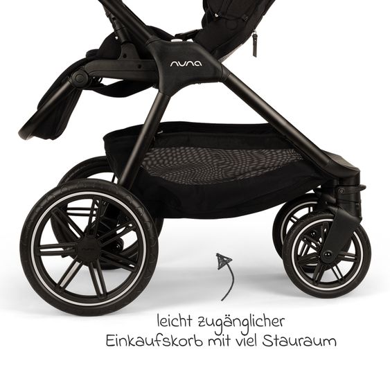 Nuna 2in1 Kombi-Kinderwagen-Set Triv Lx All-in-One-Set bis 22 kg mit Baybwanne, Teleskopschieber, Regenschutz, Adapter, Fußsack & Handschuhe - Caviar