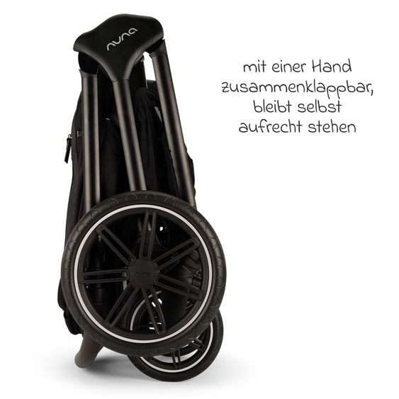 Nuna 2in1 Kombi-Kinderwagen-Set Triv Lx All-in-One-Set bis 22 kg mit Baybwanne, Teleskopschieber, Regenschutz, Adapter, Fußsack & Handschuhe - Caviar