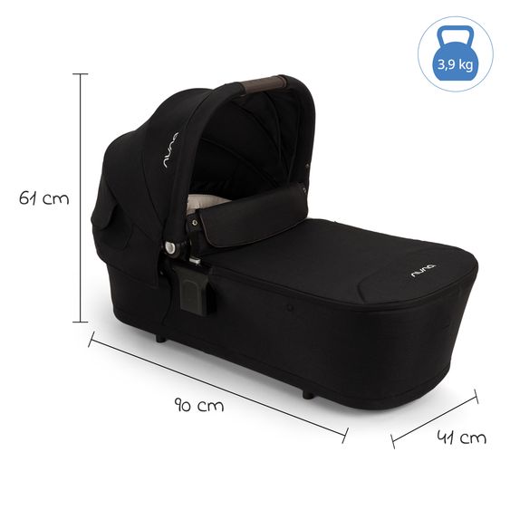 Nuna 2in1 Kombi-Kinderwagen-Set Triv Lx All-in-One-Set bis 22 kg mit Baybwanne, Teleskopschieber, Regenschutz, Adapter, Fußsack & Handschuhe - Caviar