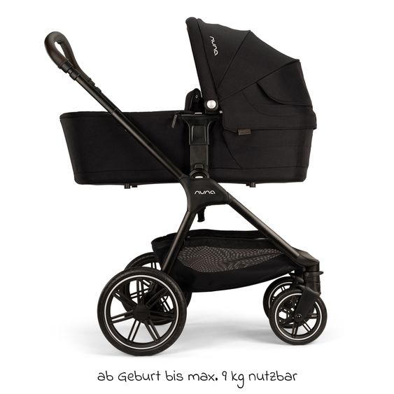 Nuna 2in1 Kombi-Kinderwagen-Set Triv Lx All-in-One-Set bis 22 kg mit Baybwanne, Teleskopschieber, Regenschutz, Adapter, Fußsack & Handschuhe - Caviar