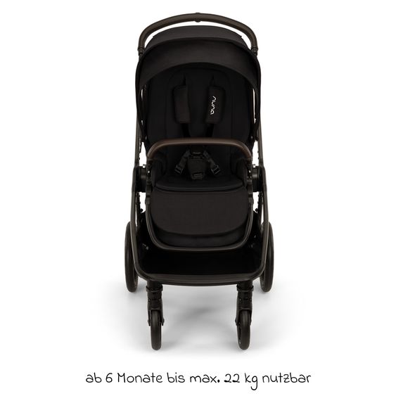 Nuna 2in1 Kombi-Kinderwagen-Set Triv Lx All-in-One-Set bis 22 kg mit Baybwanne, Teleskopschieber, Regenschutz, Adapter, Fußsack & Handschuhe - Caviar
