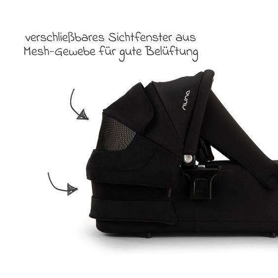 Nuna 2in1 Kombi-Kinderwagen-Set Triv Lx All-in-One-Set bis 22 kg mit Baybwanne, Teleskopschieber, Regenschutz, Adapter, Fußsack & Handschuhe - Caviar