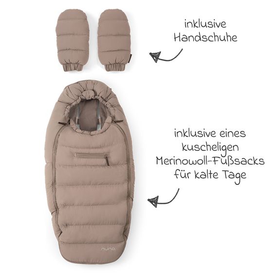Nuna 2in1 Kombi-Kinderwagen-Set Triv Lx All-in-One-Set bis 22 kg mit Baybwanne, Teleskopschieber, Regenschutz, Adapter, Fußsack & Handschuhe - Cedar
