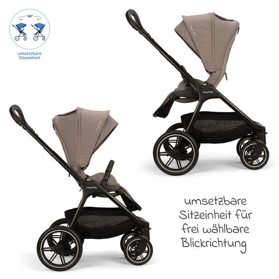Nuna 2in1 Kombi-Kinderwagen-Set Triv Lx All-in-One-Set bis 22 kg mit Baybwanne, Teleskopschieber, Regenschutz, Adapter, Fußsack & Handschuhe - Cedar