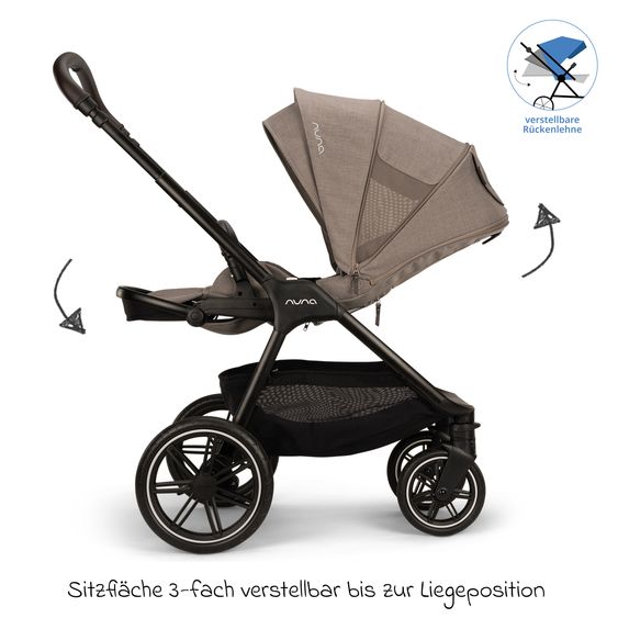 Nuna 2in1 Kombi-Kinderwagen-Set Triv Lx All-in-One-Set bis 22 kg mit Baybwanne, Teleskopschieber, Regenschutz, Adapter, Fußsack & Handschuhe - Cedar