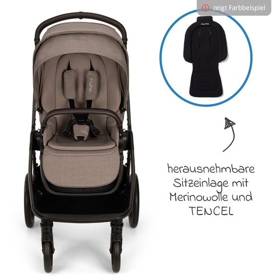 Nuna 2in1 Kombi-Kinderwagen-Set Triv Lx All-in-One-Set bis 22 kg mit Baybwanne, Teleskopschieber, Regenschutz, Adapter, Fußsack & Handschuhe - Cedar
