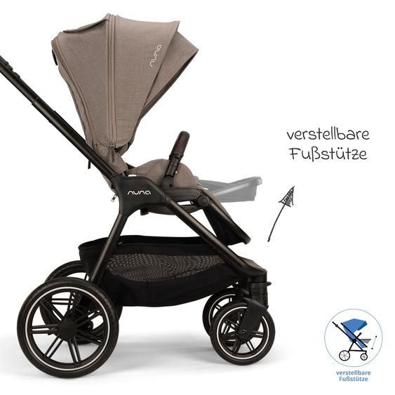 Nuna 2in1 Kombi-Kinderwagen-Set Triv Lx All-in-One-Set bis 22 kg mit Baybwanne, Teleskopschieber, Regenschutz, Adapter, Fußsack & Handschuhe - Cedar