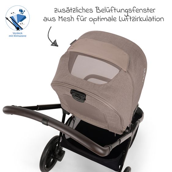Nuna 2in1 Kombi-Kinderwagen-Set Triv Lx All-in-One-Set bis 22 kg mit Baybwanne, Teleskopschieber, Regenschutz, Adapter, Fußsack & Handschuhe - Cedar