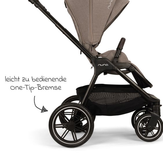 Nuna 2in1 Kombi-Kinderwagen-Set Triv Lx All-in-One-Set bis 22 kg mit Baybwanne, Teleskopschieber, Regenschutz, Adapter, Fußsack & Handschuhe - Cedar