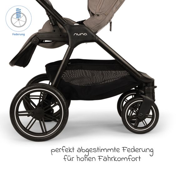 Nuna 2in1 Kombi-Kinderwagen-Set Triv Lx All-in-One-Set bis 22 kg mit Baybwanne, Teleskopschieber, Regenschutz, Adapter, Fußsack & Handschuhe - Cedar