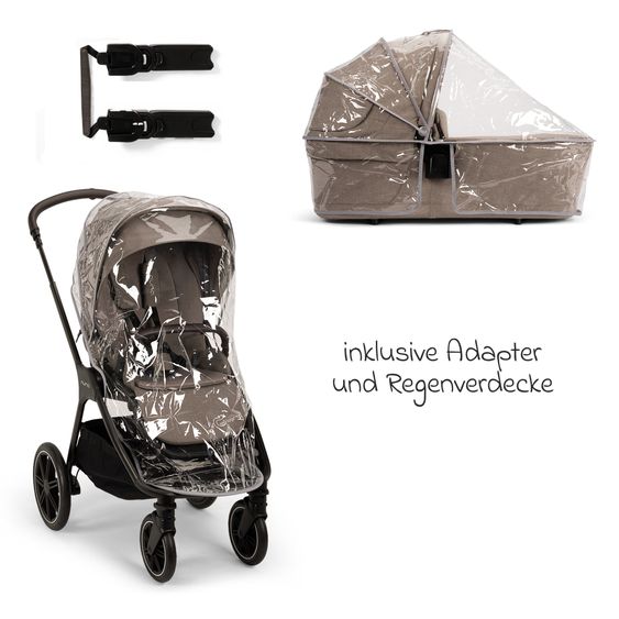 Nuna 2in1 Kombi-Kinderwagen-Set Triv Lx All-in-One-Set bis 22 kg mit Baybwanne, Teleskopschieber, Regenschutz, Adapter, Fußsack & Handschuhe - Cedar