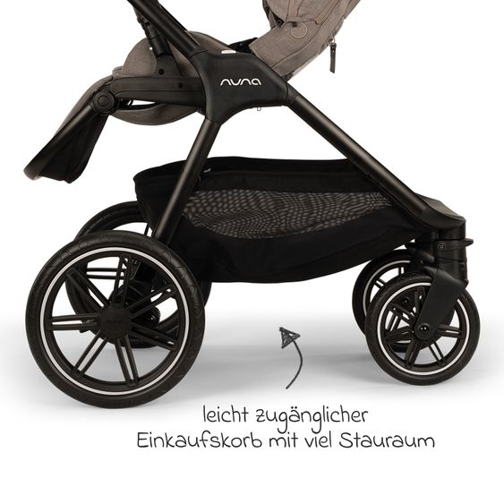 Nuna 2in1 Kombi-Kinderwagen-Set Triv Lx All-in-One-Set bis 22 kg mit Baybwanne, Teleskopschieber, Regenschutz, Adapter, Fußsack & Handschuhe - Cedar