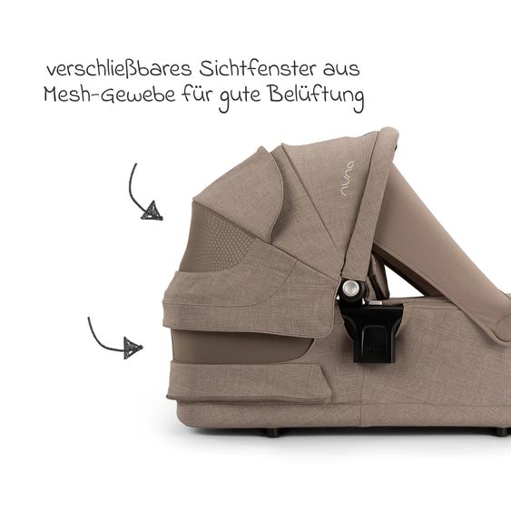 Nuna 2in1 Kombi-Kinderwagen-Set Triv Lx All-in-One-Set bis 22 kg mit Baybwanne, Teleskopschieber, Regenschutz, Adapter, Fußsack & Handschuhe - Cedar