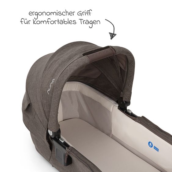 Nuna 2in1 Kombi-Kinderwagen-Set Triv Lx All-in-One-Set bis 22 kg mit Baybwanne, Teleskopschieber, Regenschutz, Adapter, Fußsack & Handschuhe - Chestnut