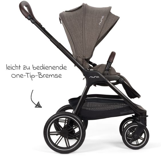 Nuna 2in1 Kombi-Kinderwagen-Set Triv Lx All-in-One-Set bis 22 kg mit Baybwanne, Teleskopschieber, Regenschutz, Adapter, Fußsack & Handschuhe - Chestnut