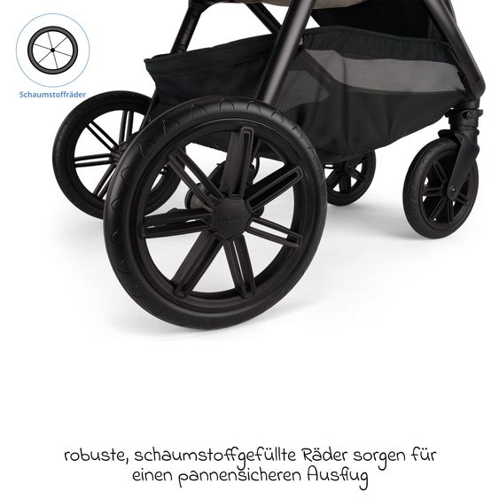 Nuna 2in1 Kombi-Kinderwagen-Set Triv Lx All-in-One-Set bis 22 kg mit Baybwanne, Teleskopschieber, Regenschutz, Adapter, Fußsack & Handschuhe - Chestnut