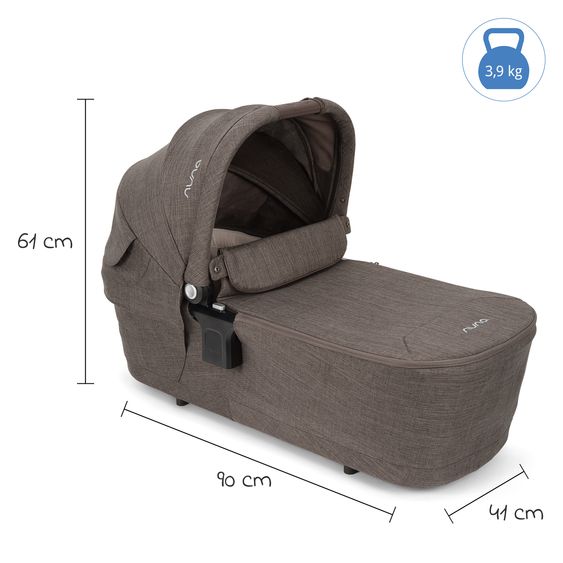 Nuna 2in1 Kombi-Kinderwagen-Set Triv Lx All-in-One-Set bis 22 kg mit Baybwanne, Teleskopschieber, Regenschutz, Adapter, Fußsack & Handschuhe - Chestnut
