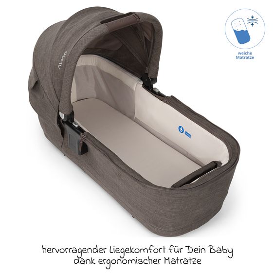 Nuna 2in1 Kombi-Kinderwagen-Set Triv Lx All-in-One-Set bis 22 kg mit Baybwanne, Teleskopschieber, Regenschutz, Adapter, Fußsack & Handschuhe - Chestnut
