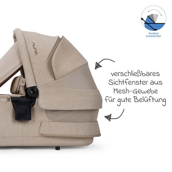Nuna 2in1 Kombi-Kinderwagen-Set Triv Lx All-in-One-Set bis 22 kg mit Baybwanne, Teleskopschieber, Regenschutz, Adapter, Fußsack & Handschuhe - Cosmopolitan