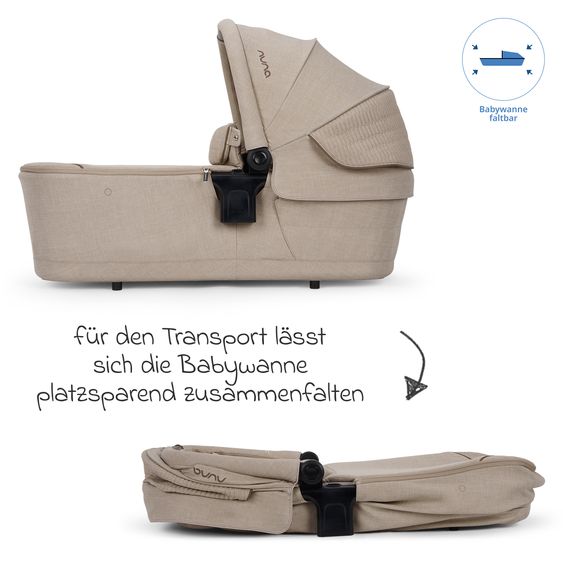 Nuna 2in1 Kombi-Kinderwagen-Set Triv Lx All-in-One-Set bis 22 kg mit Baybwanne, Teleskopschieber, Regenschutz, Adapter, Fußsack & Handschuhe - Cosmopolitan