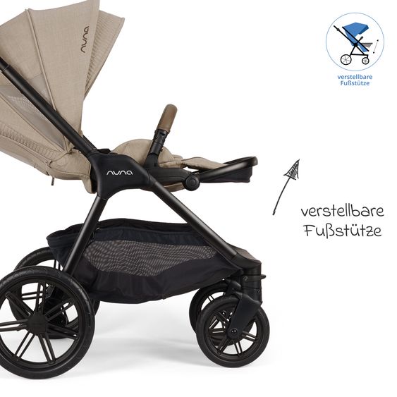 Nuna 2in1 Kombi-Kinderwagen-Set Triv Lx All-in-One-Set bis 22 kg mit Baybwanne, Teleskopschieber, Regenschutz, Adapter, Fußsack & Handschuhe - Cosmopolitan