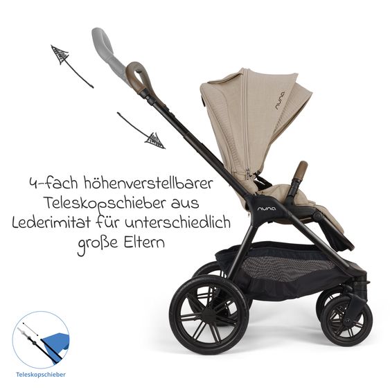 Nuna 2in1 Kombi-Kinderwagen-Set Triv Lx All-in-One-Set bis 22 kg mit Baybwanne, Teleskopschieber, Regenschutz, Adapter, Fußsack & Handschuhe - Cosmopolitan