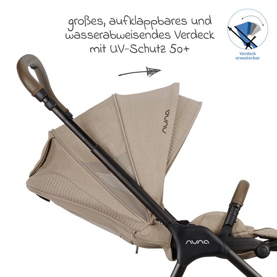 Nuna 2in1 Kombi-Kinderwagen-Set Triv Lx All-in-One-Set bis 22 kg mit Baybwanne, Teleskopschieber, Regenschutz, Adapter, Fußsack & Handschuhe - Cosmopolitan