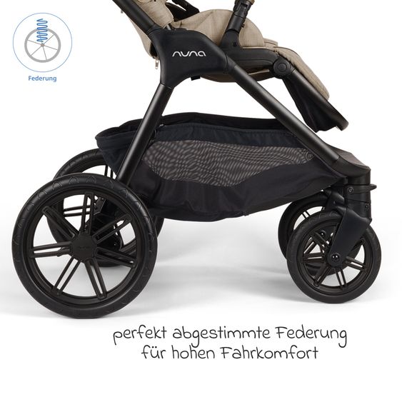 Nuna 2in1 Kombi-Kinderwagen-Set Triv Lx All-in-One-Set bis 22 kg mit Baybwanne, Teleskopschieber, Regenschutz, Adapter, Fußsack & Handschuhe - Cosmopolitan