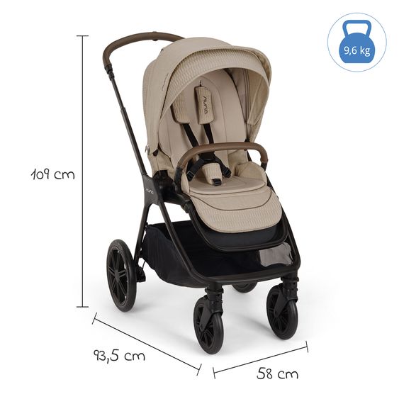 Nuna 2in1 Kombi-Kinderwagen-Set Triv Lx All-in-One-Set bis 22 kg mit Baybwanne, Teleskopschieber, Regenschutz, Adapter, Fußsack & Handschuhe - Cosmopolitan