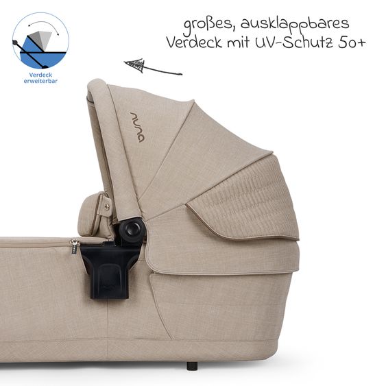 Nuna 2in1 Kombi-Kinderwagen-Set Triv Lx All-in-One-Set bis 22 kg mit Baybwanne, Teleskopschieber, Regenschutz, Adapter, Fußsack & Handschuhe - Cosmopolitan