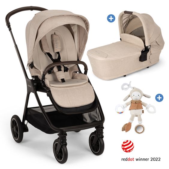 Nuna 2in1 Kombi-Kinderwagen-Set TRIV next bis 22 kg mit Babywanne, Adapter, Regenschutz & Spieltier - Biscotti