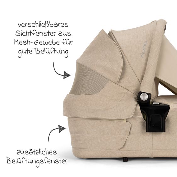 Nuna 2in1 Kombi-Kinderwagen-Set TRIV next bis 22 kg mit Babywanne, Adapter, Regenschutz & Spieltier - Biscotti