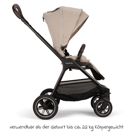 Nuna 2in1 Kombi-Kinderwagen-Set TRIV next bis 22 kg mit Babywanne, Adapter, Regenschutz & Spieltier - Biscotti