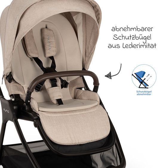 Nuna 2in1 Kombi-Kinderwagen-Set TRIV next bis 22 kg mit Babywanne, Adapter, Regenschutz & Spieltier - Biscotti
