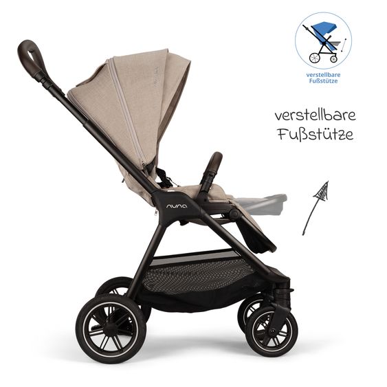 Nuna 2in1 Kombi-Kinderwagen-Set TRIV next bis 22 kg mit Babywanne, Adapter, Regenschutz & Spieltier - Biscotti