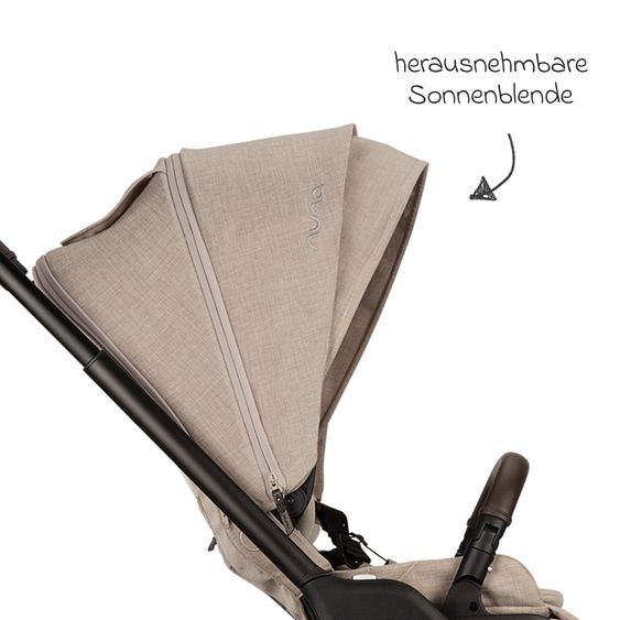 Nuna 2in1 Kombi-Kinderwagen-Set TRIV next bis 22 kg mit Babywanne, Adapter, Regenschutz & Spieltier - Biscotti