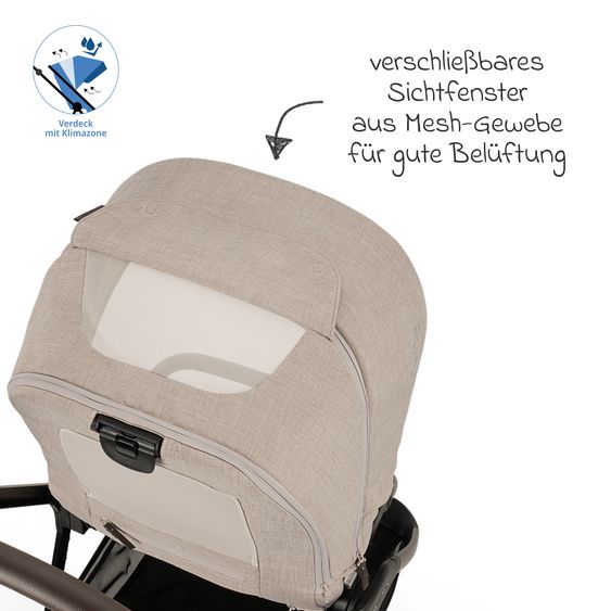 Nuna 2in1 Kombi-Kinderwagen-Set TRIV next bis 22 kg mit Babywanne, Adapter, Regenschutz & Spieltier - Biscotti