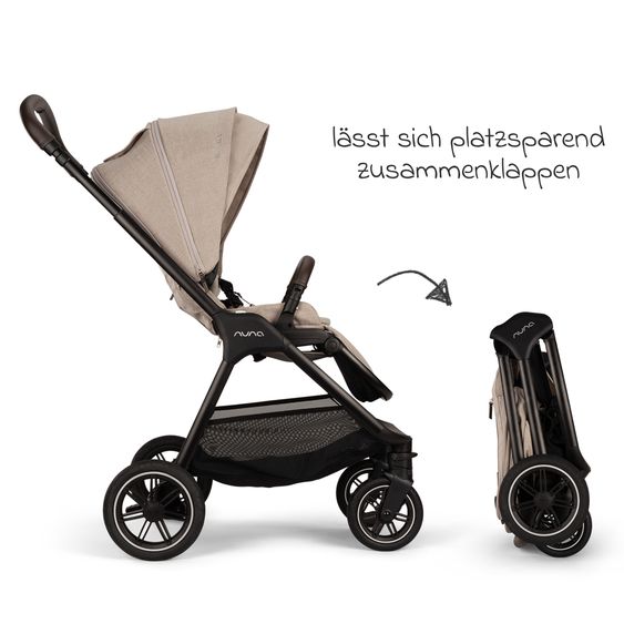 Nuna 2in1 Kombi-Kinderwagen-Set TRIV next bis 22 kg mit Babywanne, Adapter, Regenschutz & Spieltier - Biscotti