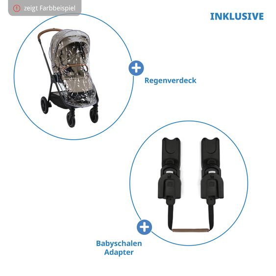 Nuna 2in1 Kombi-Kinderwagen-Set TRIV next bis 22 kg mit Babywanne, Adapter, Regenschutz & Spieltier - Biscotti