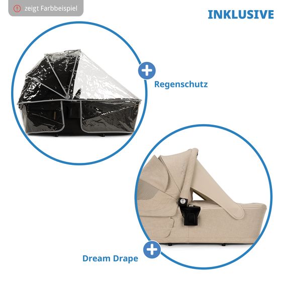 Nuna 2in1 Kombi-Kinderwagen-Set TRIV next bis 22 kg mit Babywanne, Adapter, Regenschutz & Spieltier - Biscotti