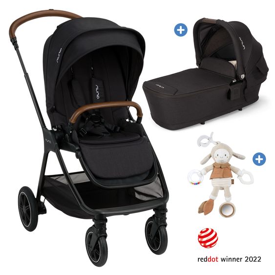 Nuna 2in1 Kombi-Kinderwagen-Set TRIV next bis 22 kg mit Babywanne, Adapter, Regenschutz & Spieltier - Caviar